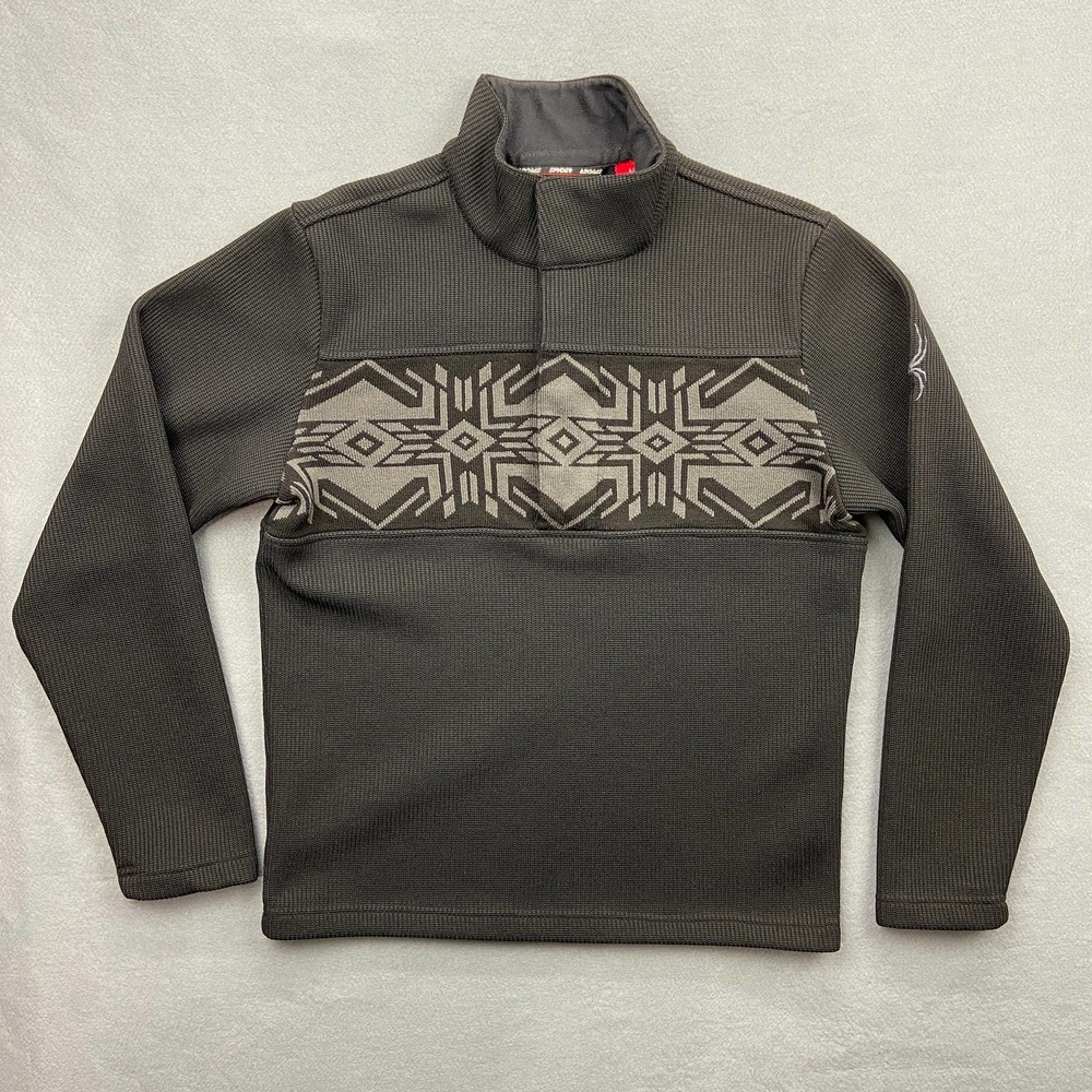 Spyder Core Sweater Mens Size Small 1/4 Snap Thermal Knit Pullover Nordic Black